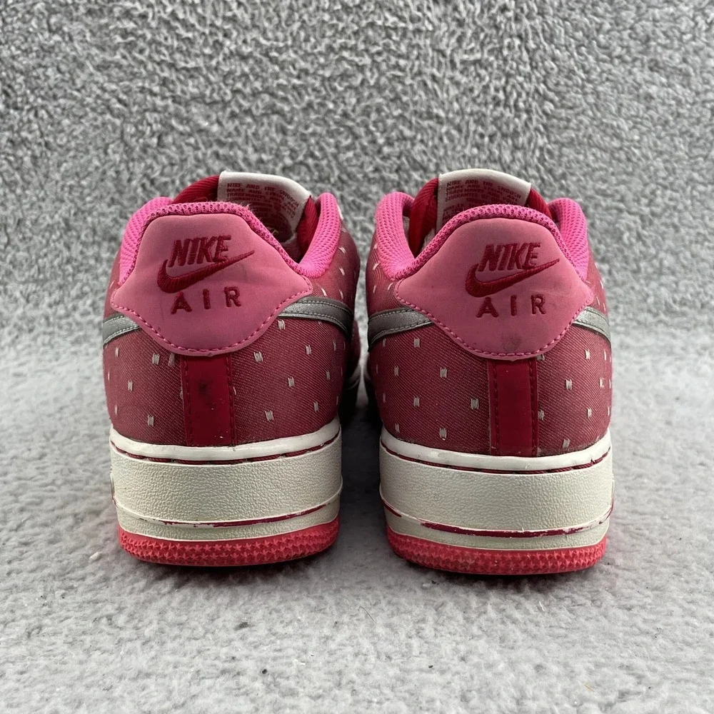 Nike Air Force 1 Shoes Youth 6.5 Red Pink‎ Dot Canvas Sports Casual Streetwear